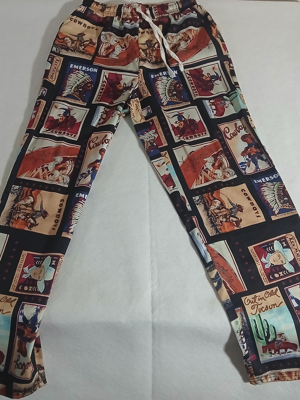 Graphic Cowboy Panel Pants - Multicolor